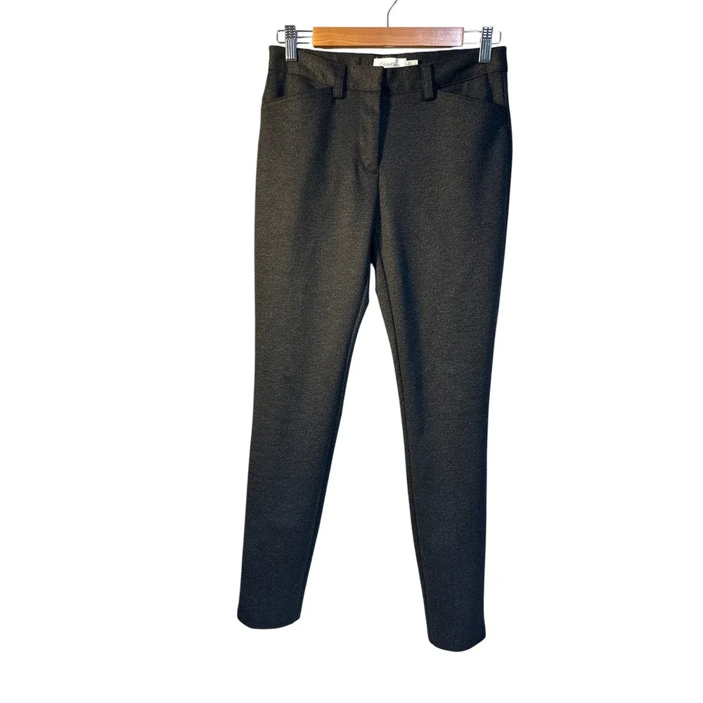 Calvin Klein Women's Slim Fit Heathered Charcoal Gray Dress Pants Size 4